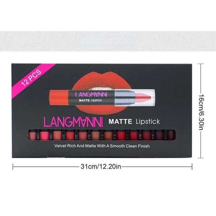 Batom Langmanni 12pcs Sexy Matte - Longa Duração