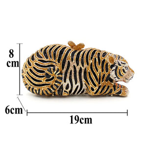 Senhoras tiger rhinestone bolsa oco para fora cristal noite embreagem bolsa diamante bolsas de noite para festa de casamento