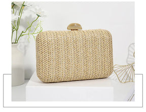 Weave Straw Evening Clutch para Mulheres, Bolsas de Ombro, Embreagens De Casamento, Sac Nupcial, Bolsa de Luxo, Moda Festa, Verão