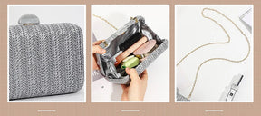 Weave Straw Evening Clutch para Mulheres, Bolsas de Ombro, Embreagens De Casamento, Sac Nupcial, Bolsa de Luxo, Moda Festa, Verão