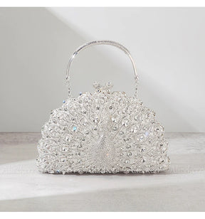 Alizekerr-Sacos De Noite De Cristal De Pavão Para Mulheres, Bolsas Lindas, Bolsas De Diamante Meia Redonda Classy, Festa De Casamento, Espumante, 2024