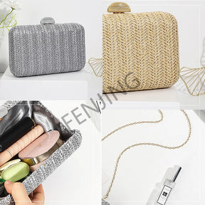 Weave Straw Evening Clutch para Mulheres, Bolsas de Ombro, Embreagens De Casamento, Sac Nupcial, Bolsa de Luxo, Moda Festa, Verão