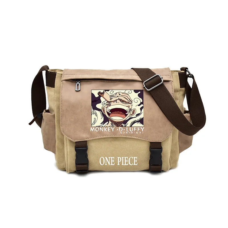 One Piece Impresso Canvas Messenger Bag, Mochila Casual Cartoon Wukong Chinchilla, Bolsa de Ombro de Viagem Resistente ao Desgaste, Hokage, Novo