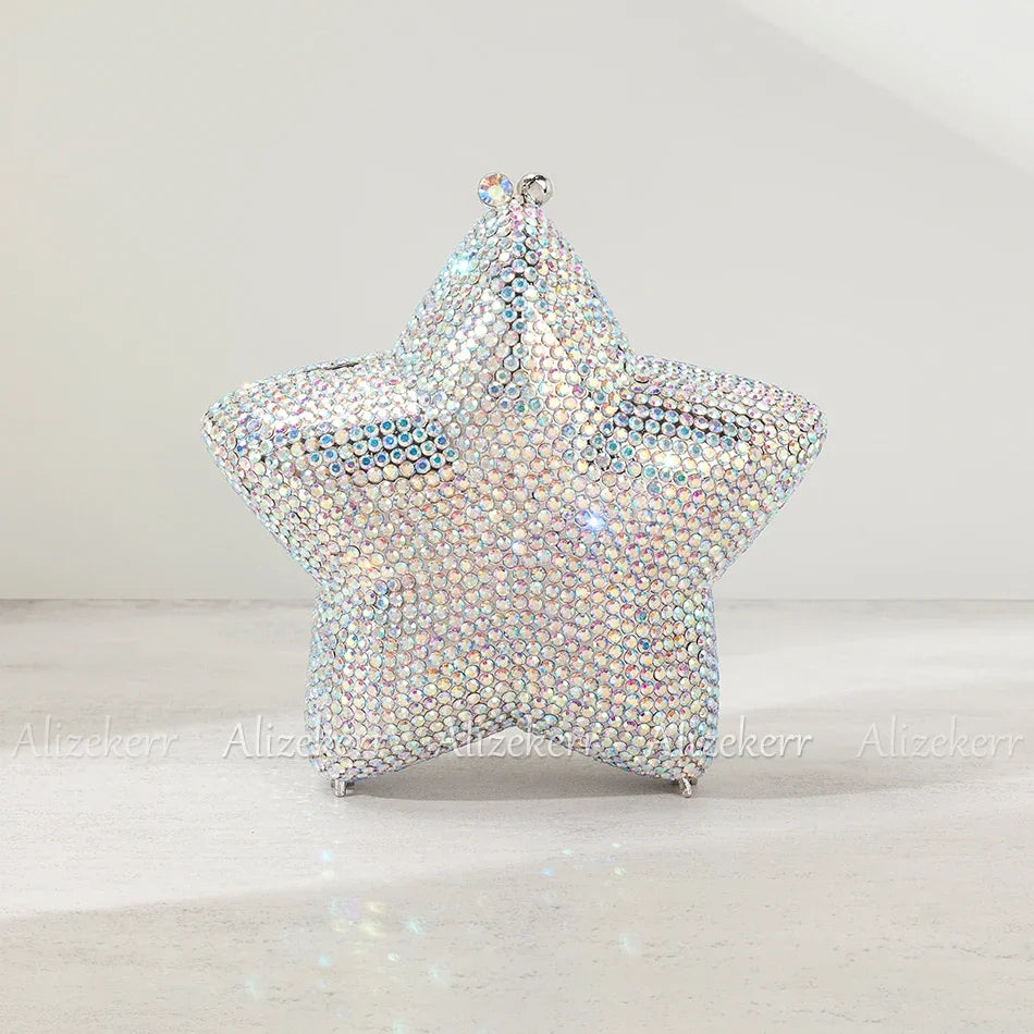 Alizekerr estrela em forma de cristal sacos de noite feminino 2024 boutique lindo gradiente cor diamante mini bolsas embreagem festa casamento