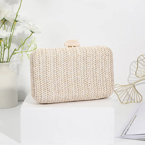 Weave Straw Evening Clutch para Mulheres, Bolsas de Ombro, Embreagens De Casamento, Sac Nupcial, Bolsa de Luxo, Moda Festa, Verão