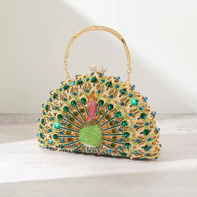 Alizekerr-Sacos De Noite De Cristal De Pavão Para Mulheres, Bolsas Lindas, Bolsas De Diamante Meia Redonda Classy, Festa De Casamento, Espumante, 2024