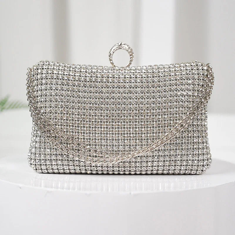 Saco de noite strass de luxo para mulheres, embreagem de festa, bolsa, bolsa de diamante, bolsa pequena, bolsa de ombro, dourado, B586, novo